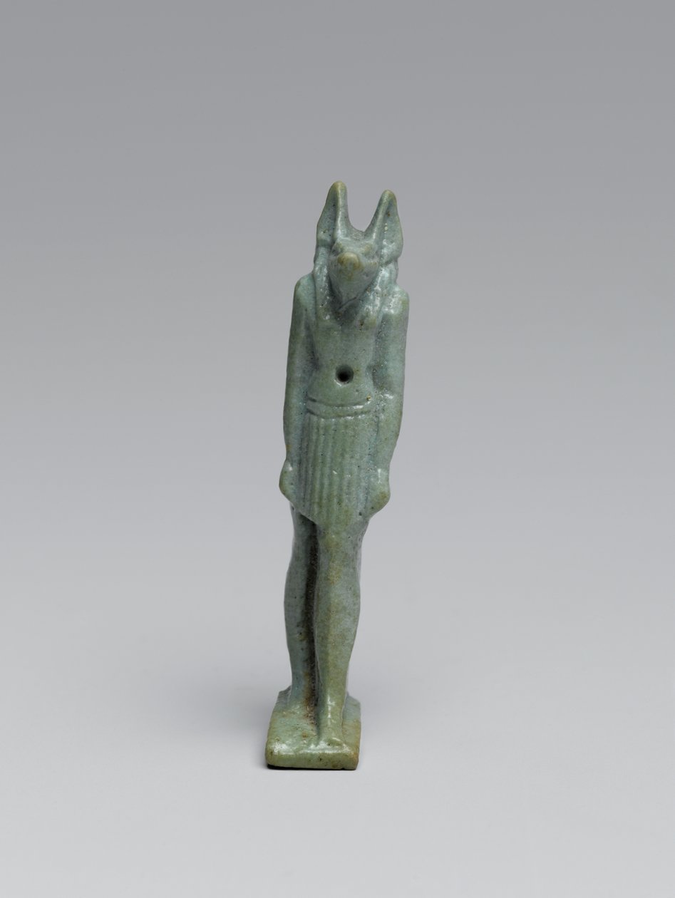 Stående figur af Anubis, 665-332 f.Kr. (glaseret fajance) af Late Period Egyptian