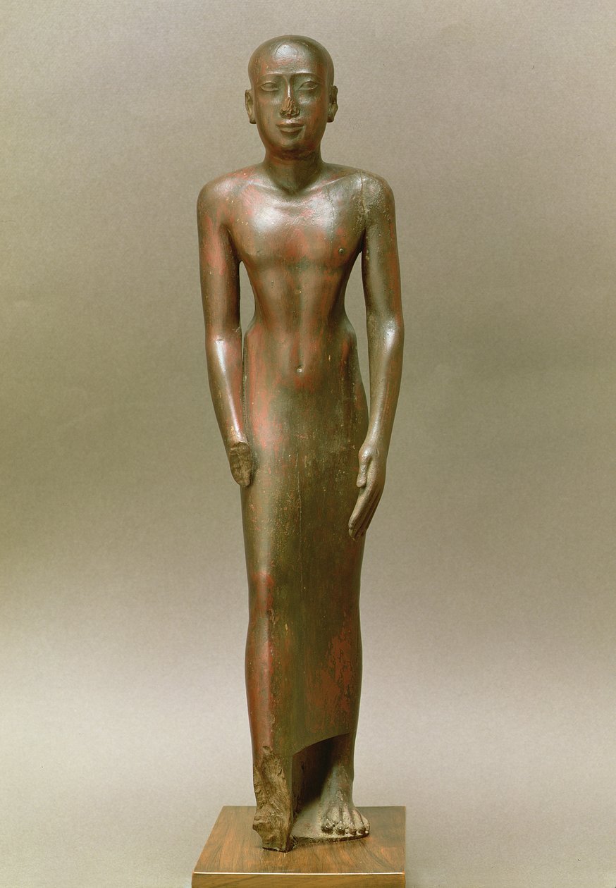 Statue af en stående mand (johannesbrødtræ) af Late Period Egyptian