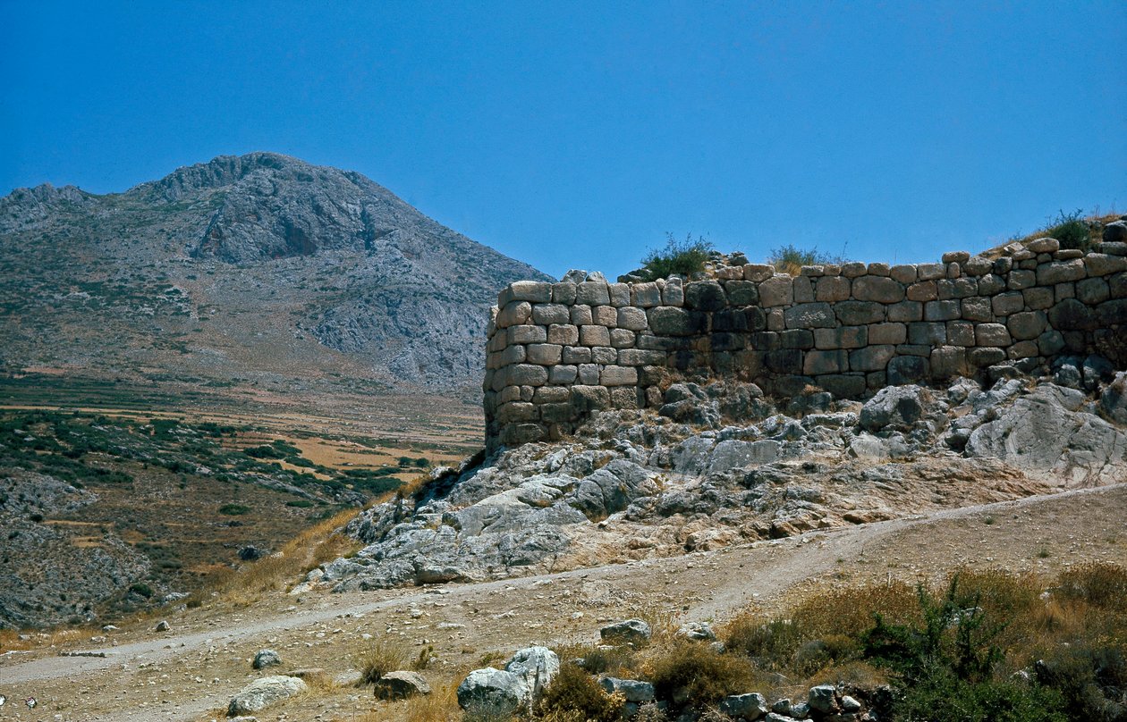 Akropolis mure: stedet for den antikke by Mykenes, på Peloponnes (1500-1100 f.Kr.) Grækenland af Late Helladic Period Mycenaean