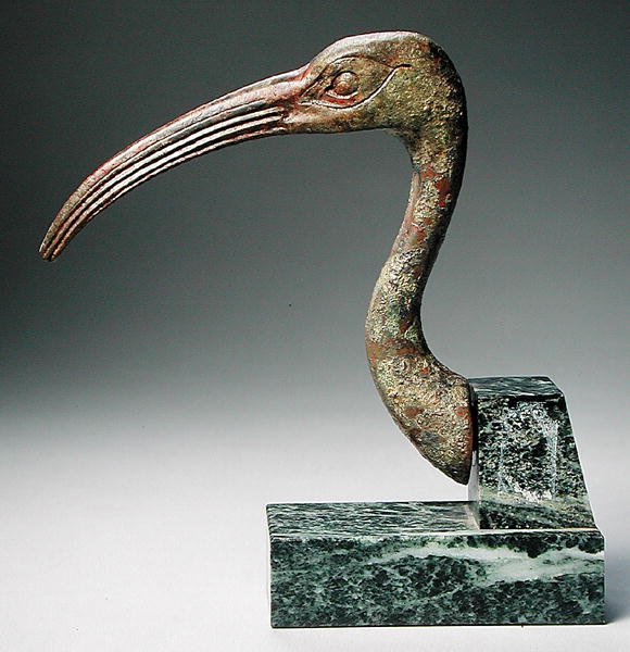 Hoved af en ibis (solid støbt bronze) af Late Period Egyptian