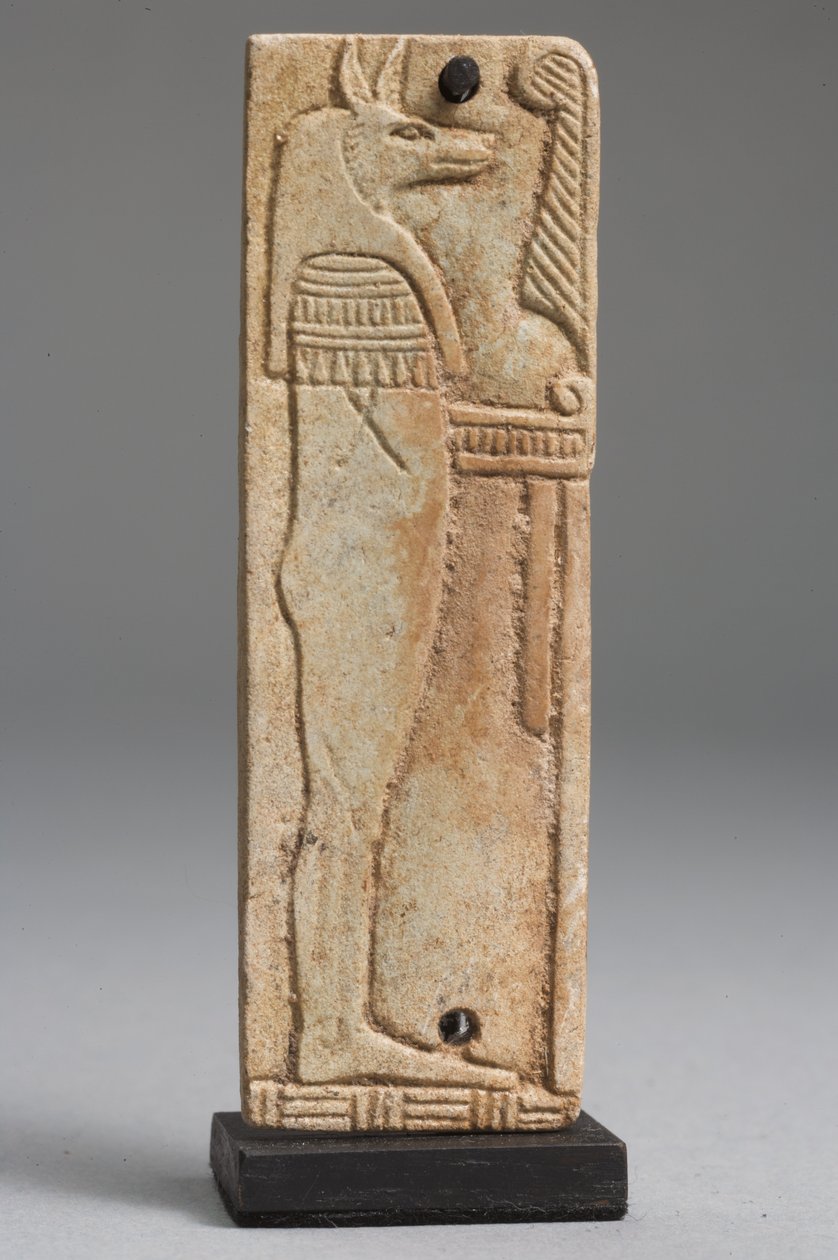 Plaque af Duamutef (fajance) (se også 325655, 325656 og 325657) af Late Period Egyptian