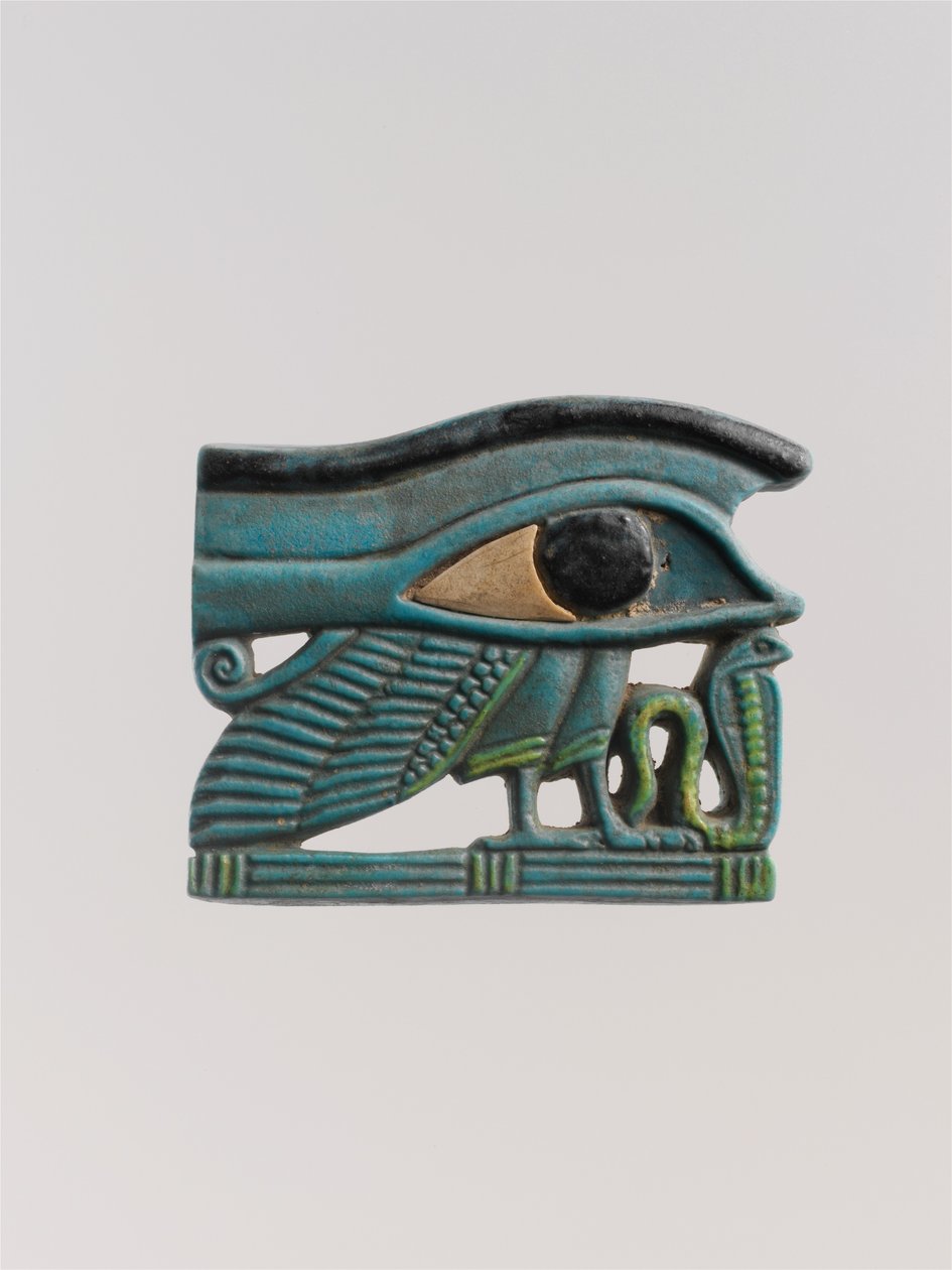 Wedjat øjenamulet, 525-332 f.Kr. (grøn fajance) af Late Period Egyptian