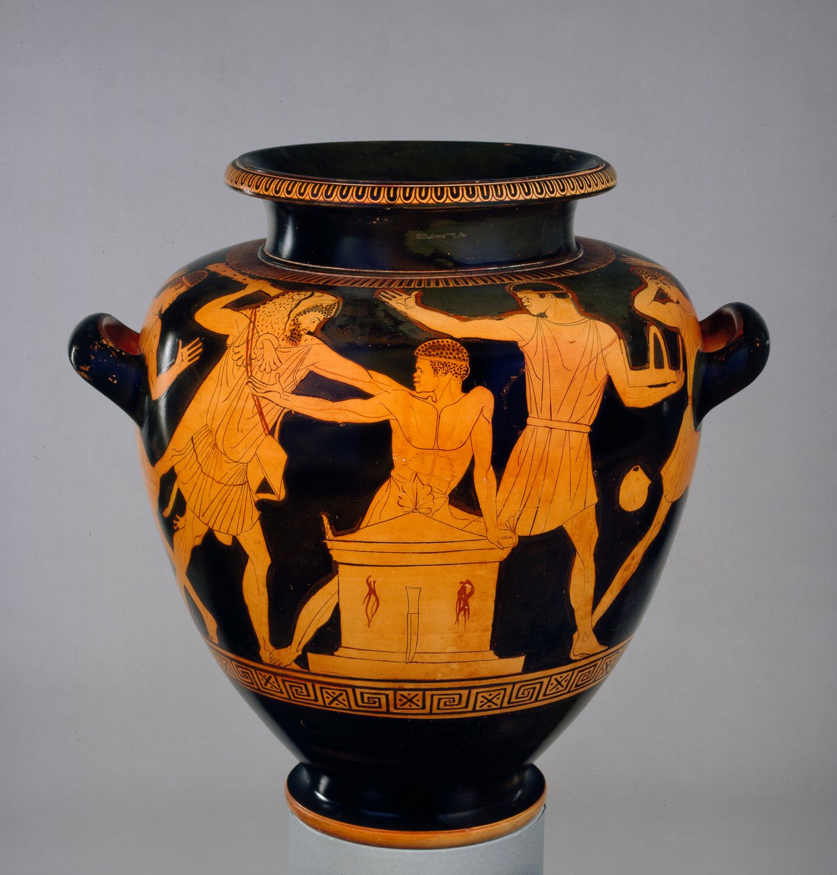 Attic rød-figur stamnos viser Herakles og Busiris, c460 f.Kr af Late follower of the Berlin Painter