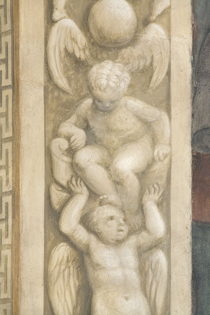Putti, dekorationer omkring vinduerne (fresco) af Lattanzio Gambara