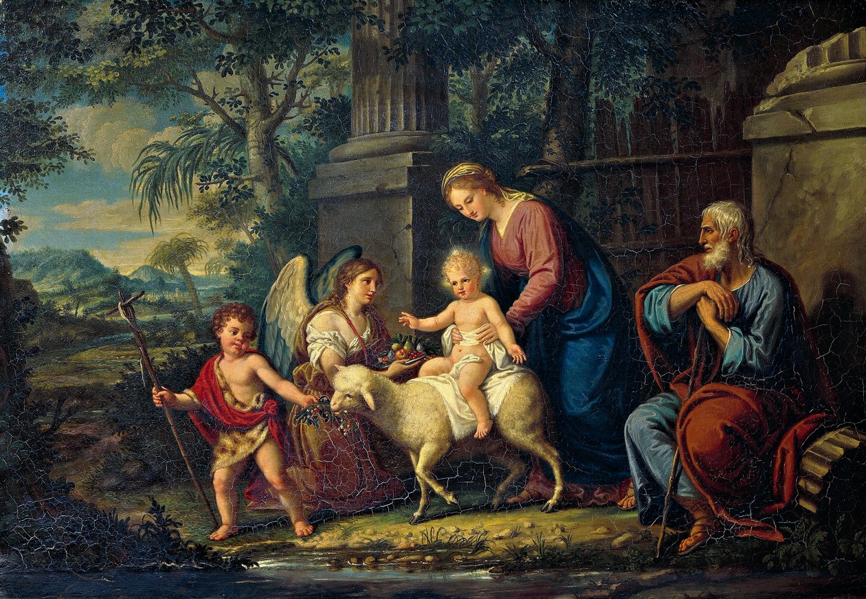 Den hellige familie med Johannes Døberen, Lattanzio Querena (1768-1853). af Lattanzio Querena