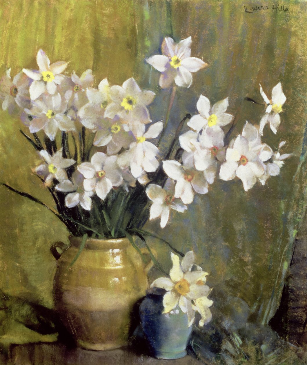 Narcissus (pastel på papir) af Laura Coombs Hills