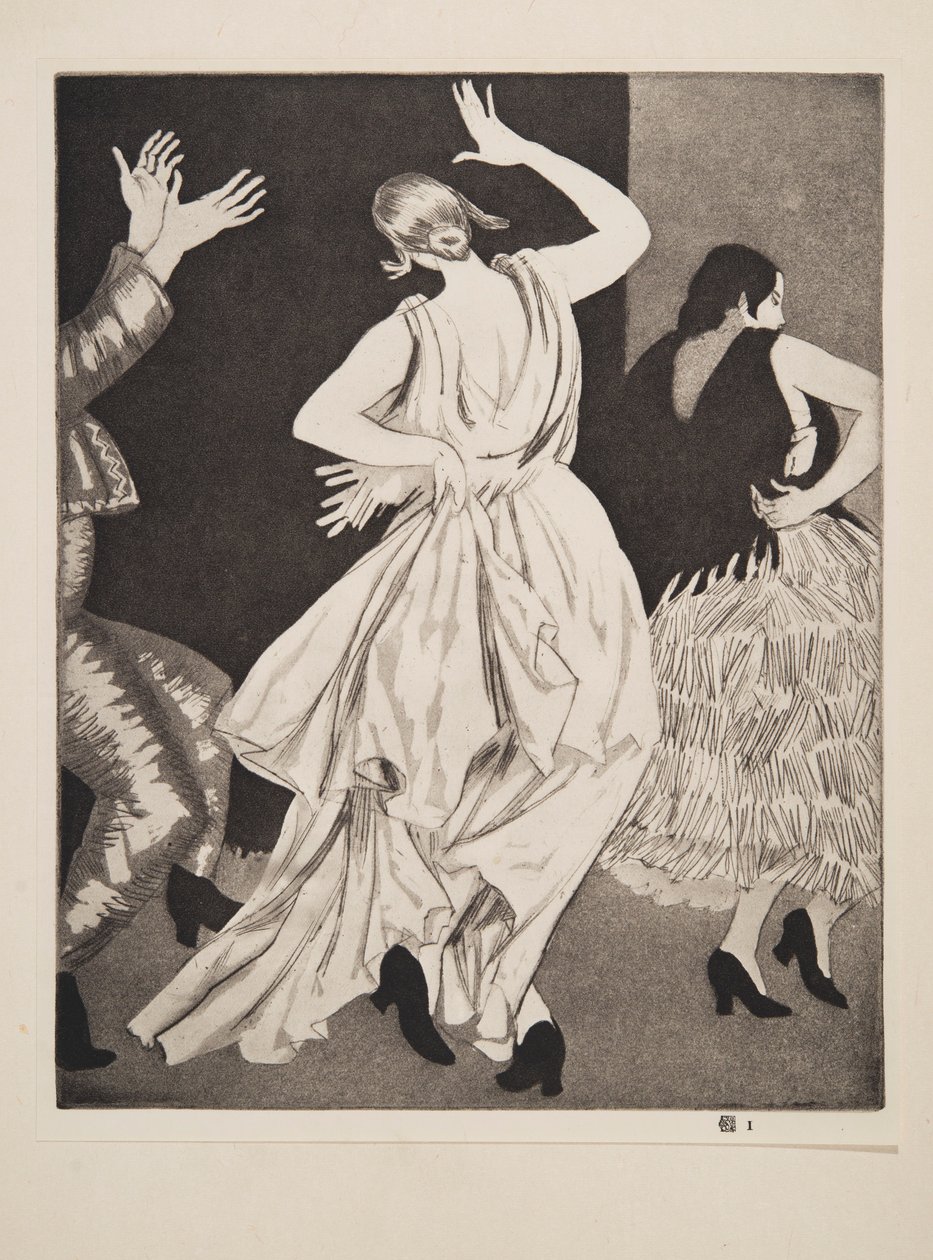 Spansk danser nr. 1, pub. 1923. af Laura Knight