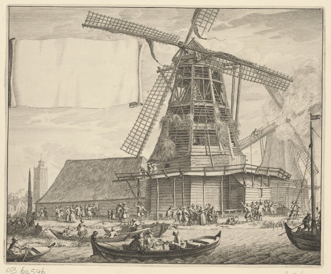 Brand i oliemøllen De Zeug ved Wormer, 1699 af Laurens Scherm