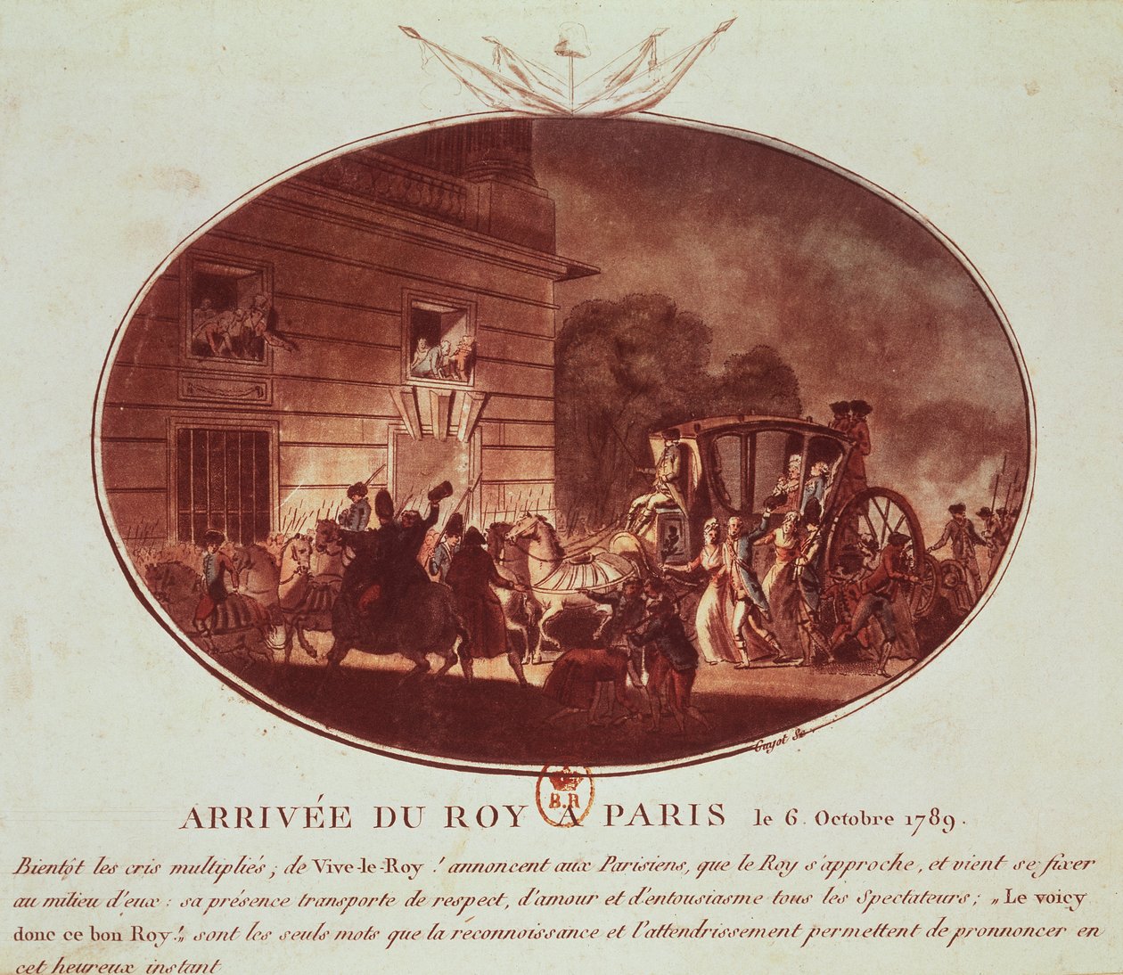 Kongens ankomst til Paris den 6. oktober 1789 (akvatint) af Laurent Guyot