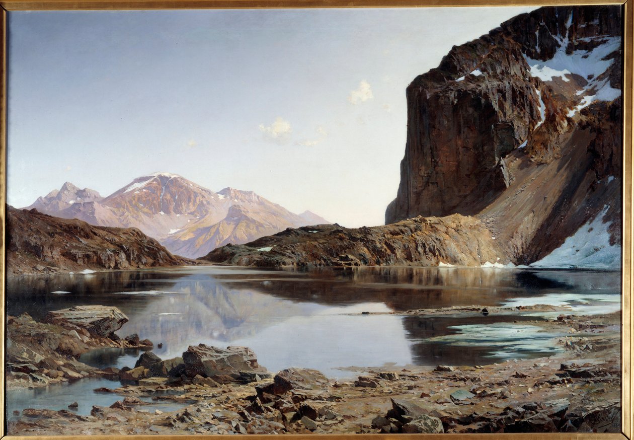 Eychauda-søen i Alperne. Maleri af Laurent Guetal (1841-1892) af Laurent Guétal