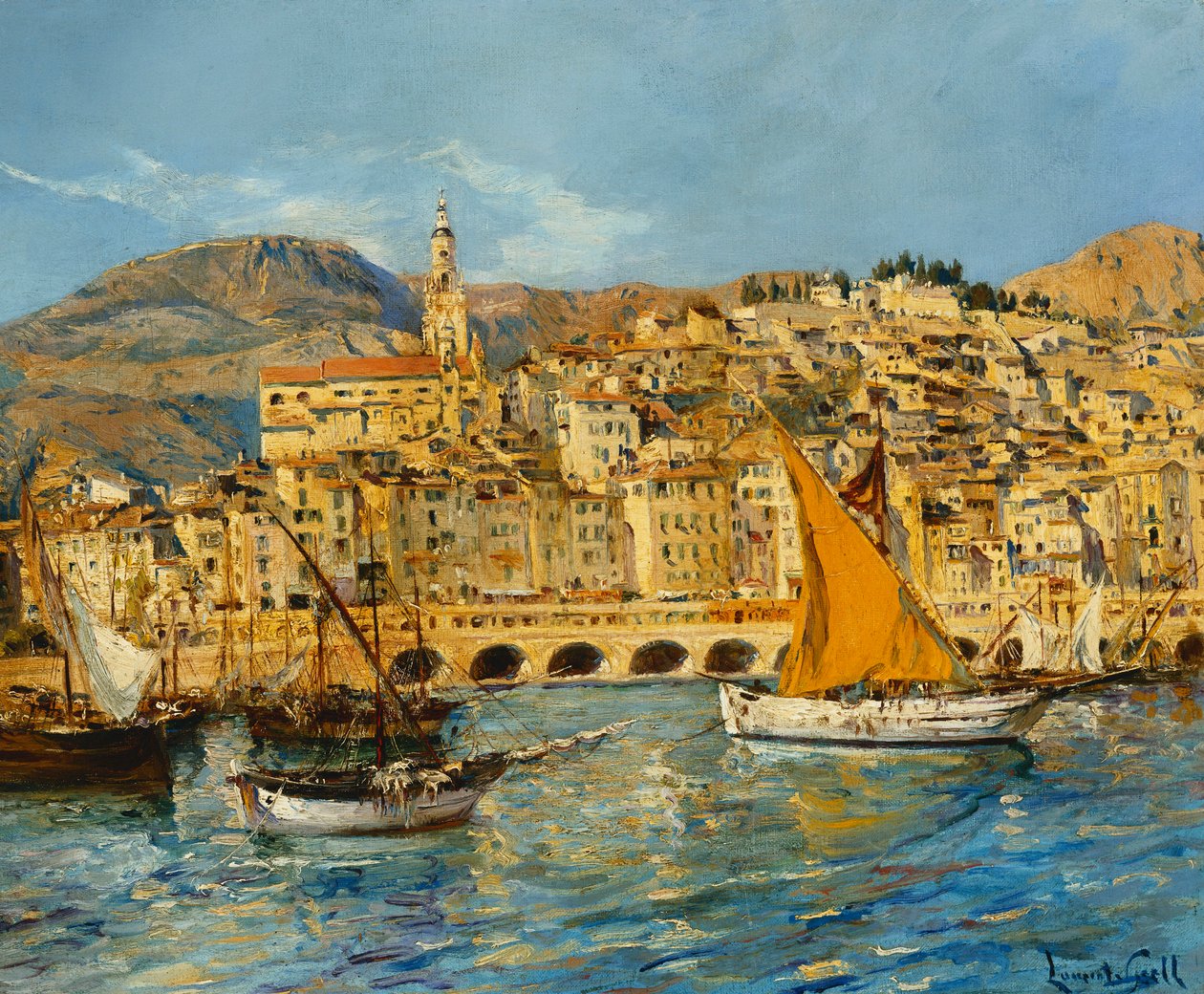 Menton Havn af Laurent Lucien Gsell
