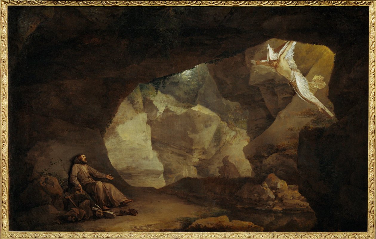 Paysage avec Saint Francois - Landskab med den hellige Frans ... af Laurent de (workshop of) La Hyre