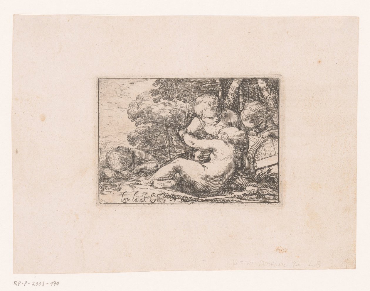 Bacchanal med beruset putti af Laurent de La Hire