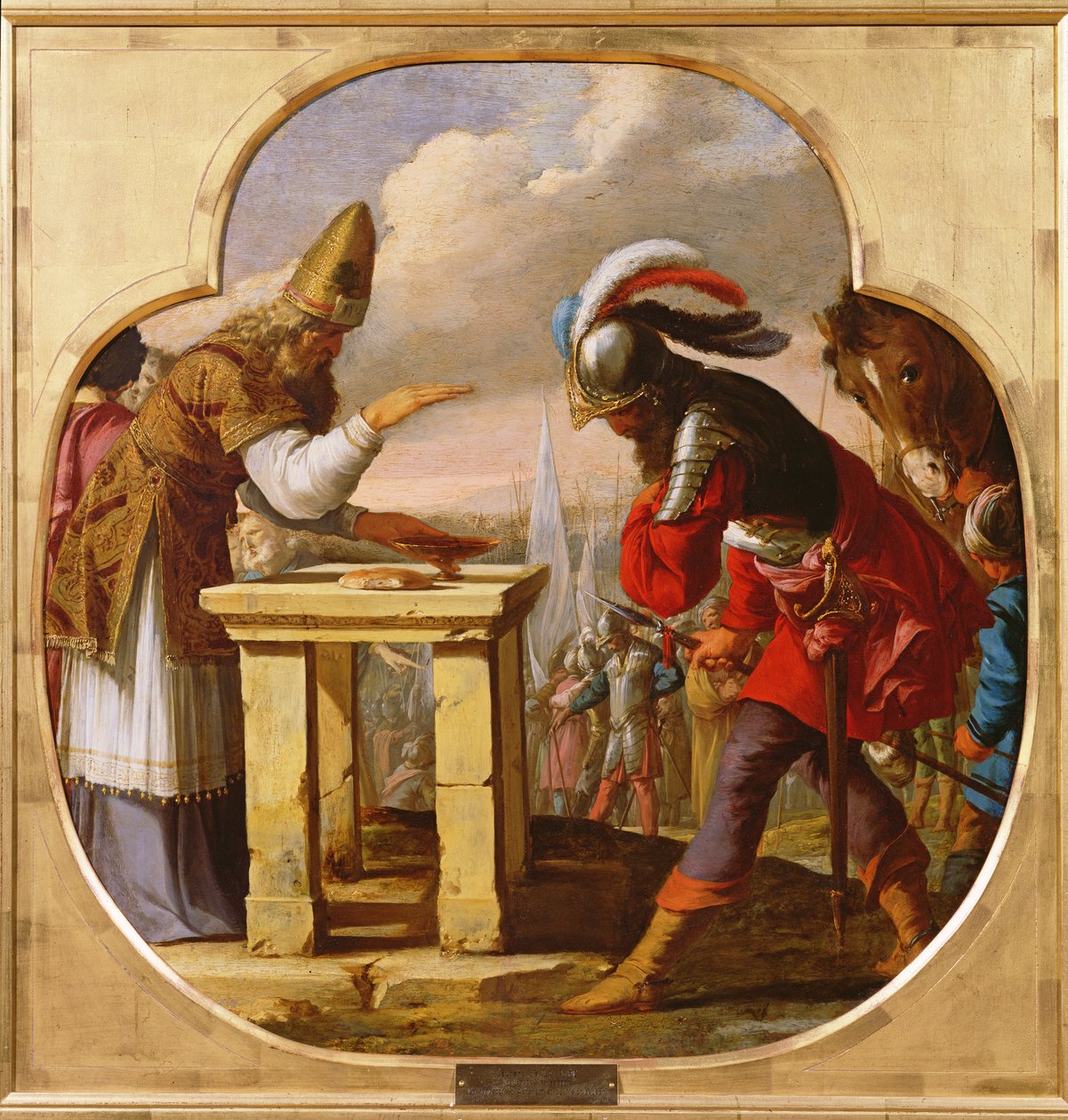 Mødet mellem Abraham og Melkisedek, ca. 1630 (olie på kobber) af Laurent de la Hyre