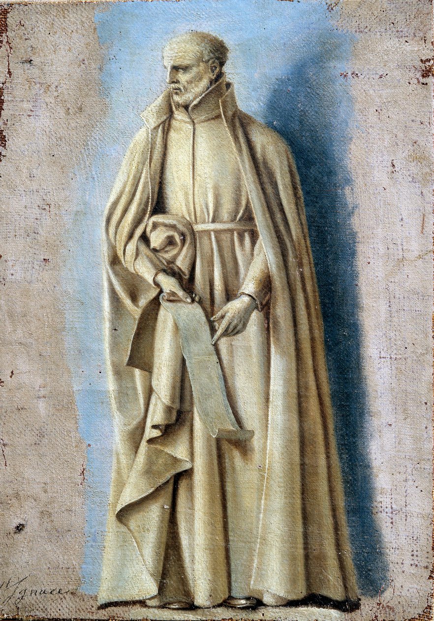 Saint Ignace holder en rulle indeholdende reglerne for hans orden Maleri med camaieu på lærred af Laurent de La Hyre (1606-1656) 1600-tallets søn. 0,33 x 0,23 m Paris. Louvre-museet af Laurent de la Hyre
