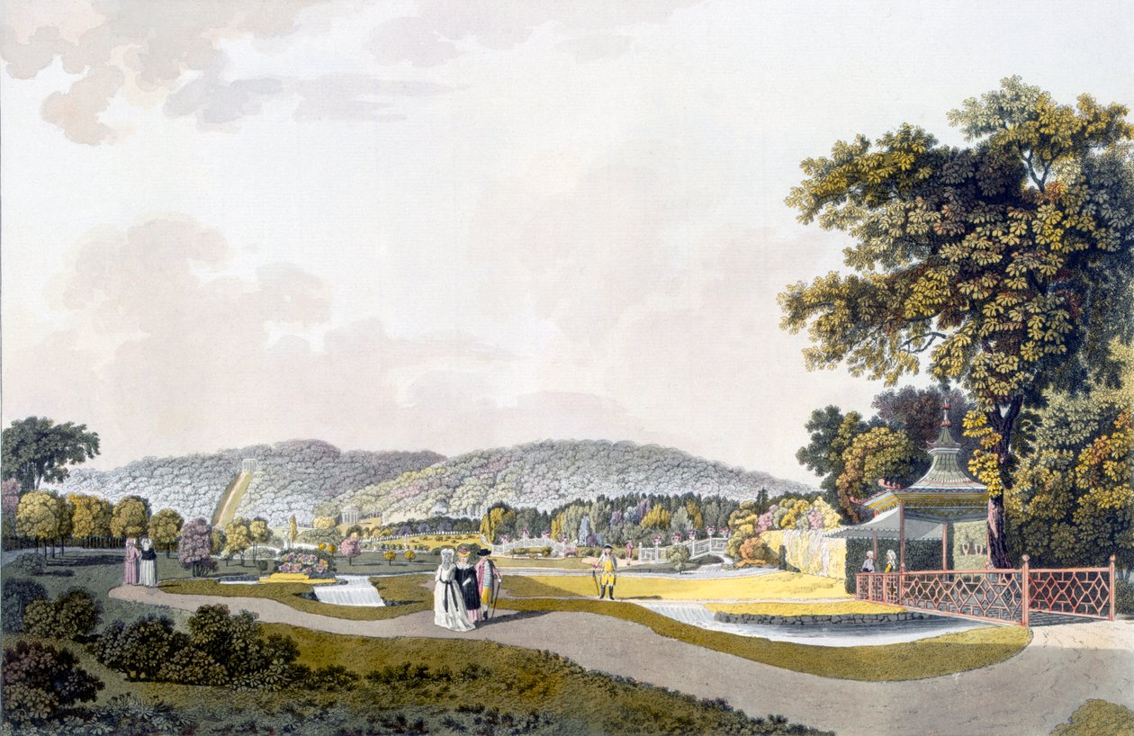 Udsigt over parken ved Neu-Waldeg, Dornbach, Wien, 1792 af Laurenz Janscha
