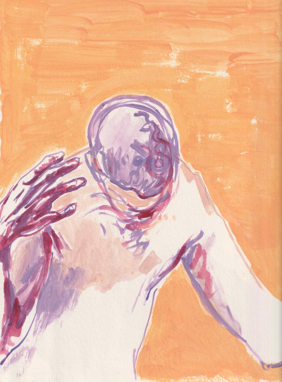 Anxiety, 2025 (akryl på akvarelpapir) af Laurie Michaels