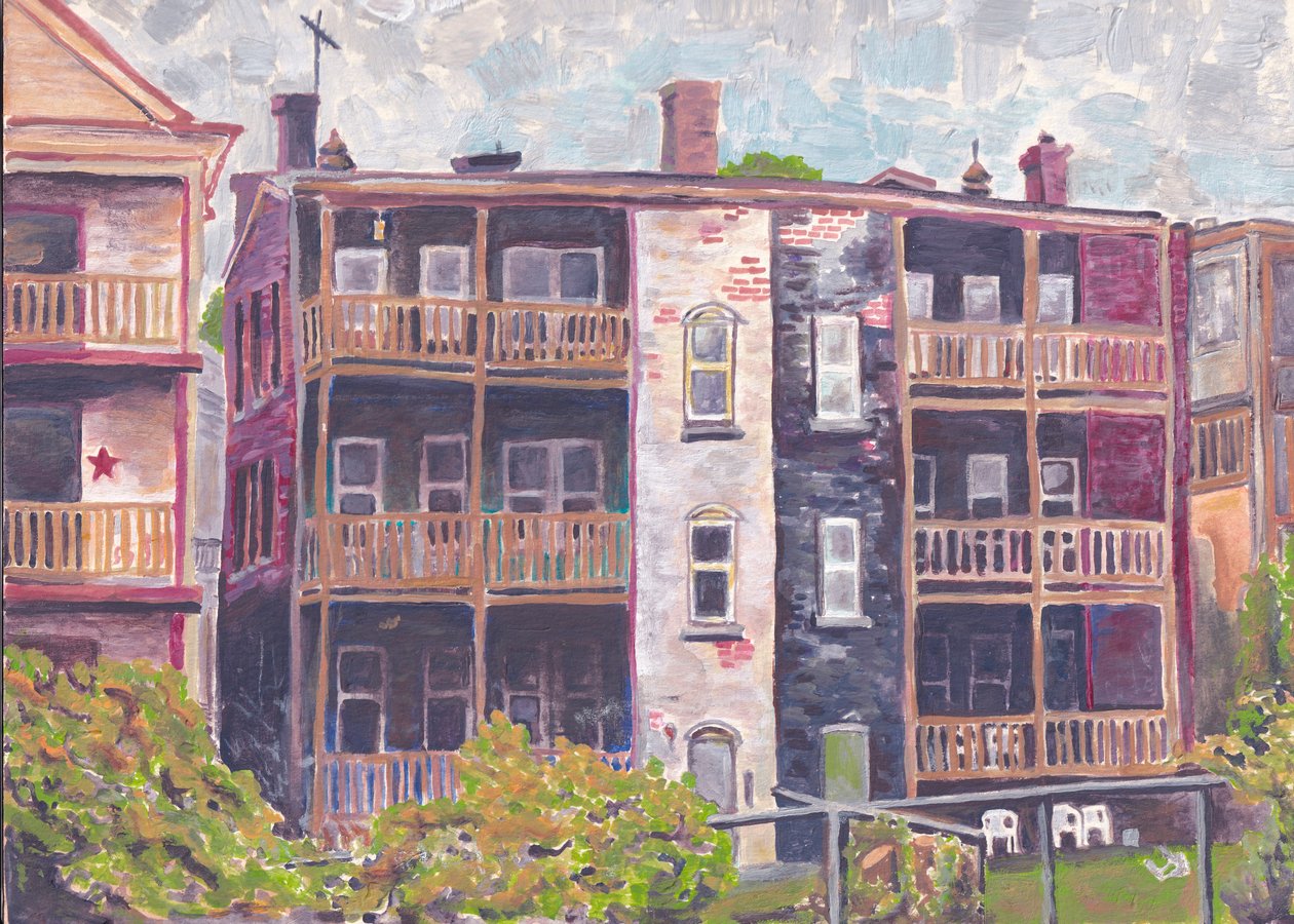Mission Hill, ca. 2017 (akryl på akvarelpapir) af Laurie Michaels