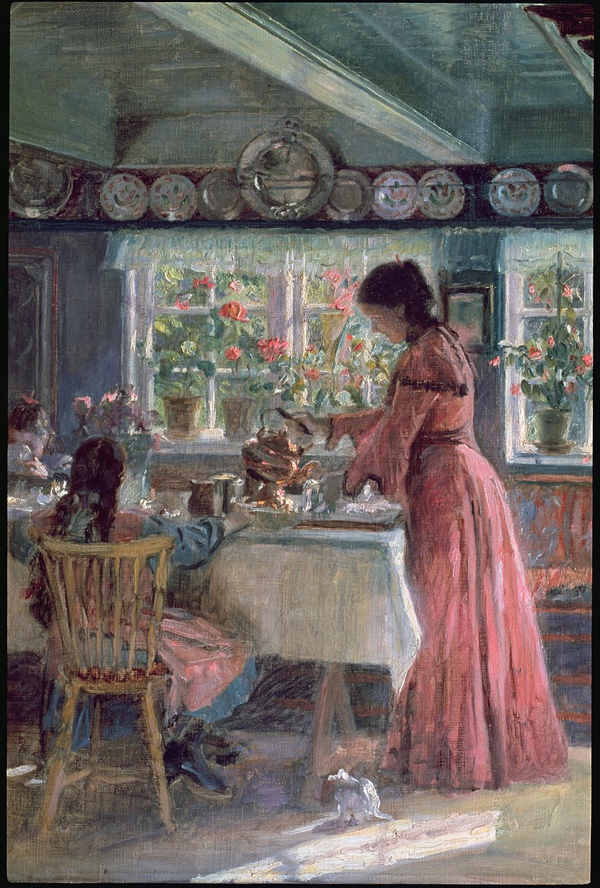 Skænker morgenkaffen, 1906 af Laurits Regner Tuxen