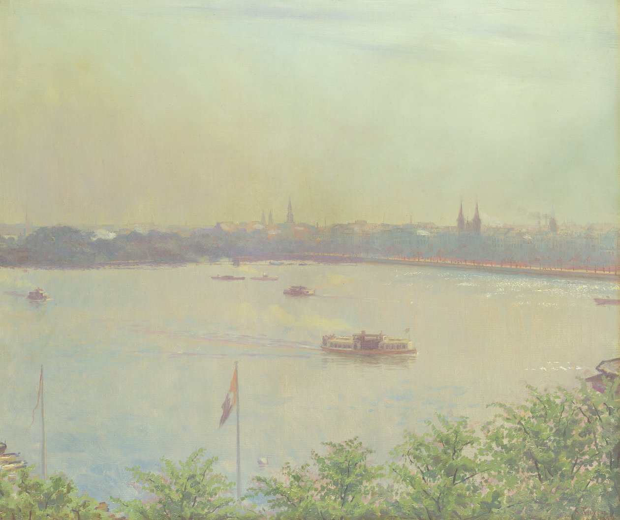 Udsigt over den indre Alster-sø, 1894 af Laurits Regner Tuxen
