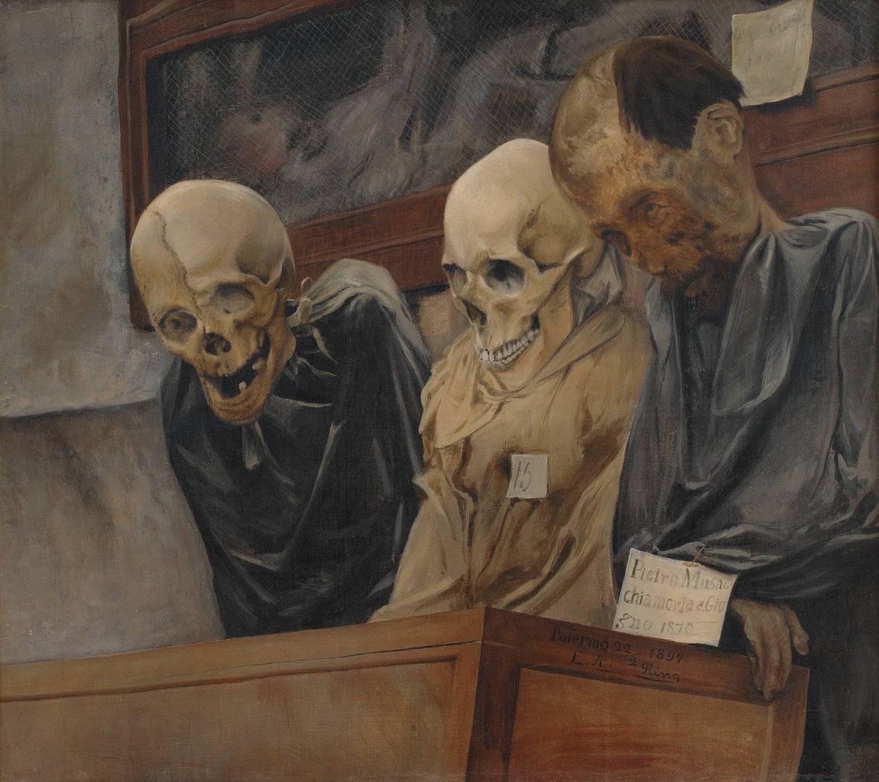 Tre kranier fra Catacombe dei Cappuccini i Palermo, 1894. af Laurits Andersen Ring