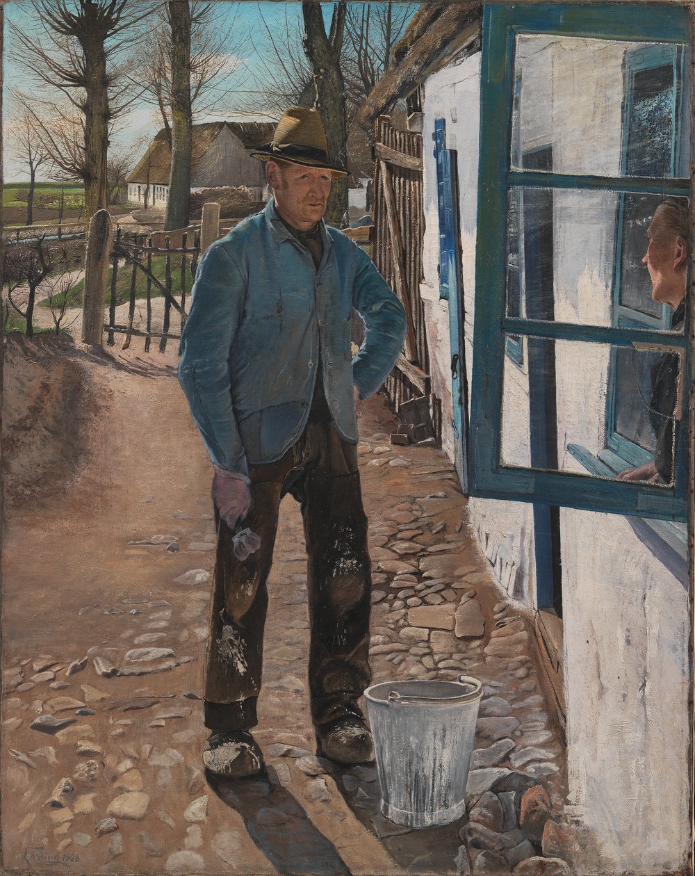 Hvidvaskning af det gamle hus, 1908 af Laurits Andersen Ring