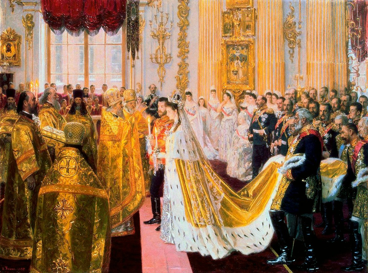 Bryllupet mellem zar Nicholas II og prinsesse Alix af Hesse-Darmstadt den 26. november 1894. af Laurits Regner Tuxen