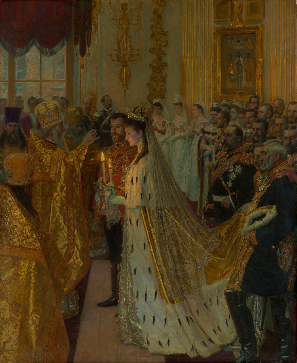 Bryllupet mellem zar Nicholas II og prinsesse Alix af Hesse-Darmstadt den 26. november 1894, 1895- af Laurits Regner Tuxen