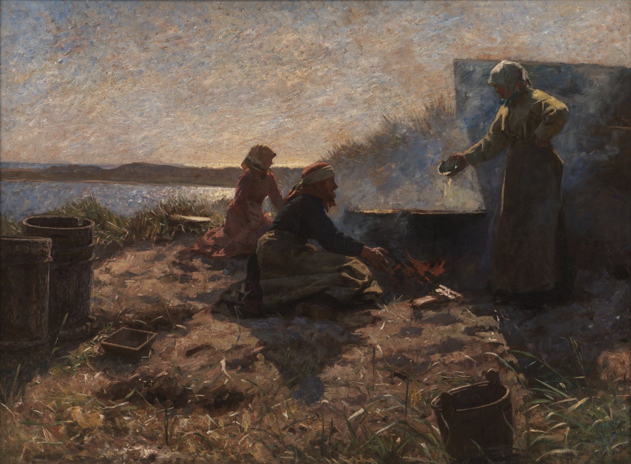 Boiling Train Oil at Nymindegab, Jutland af Laurits Regner Tuxen