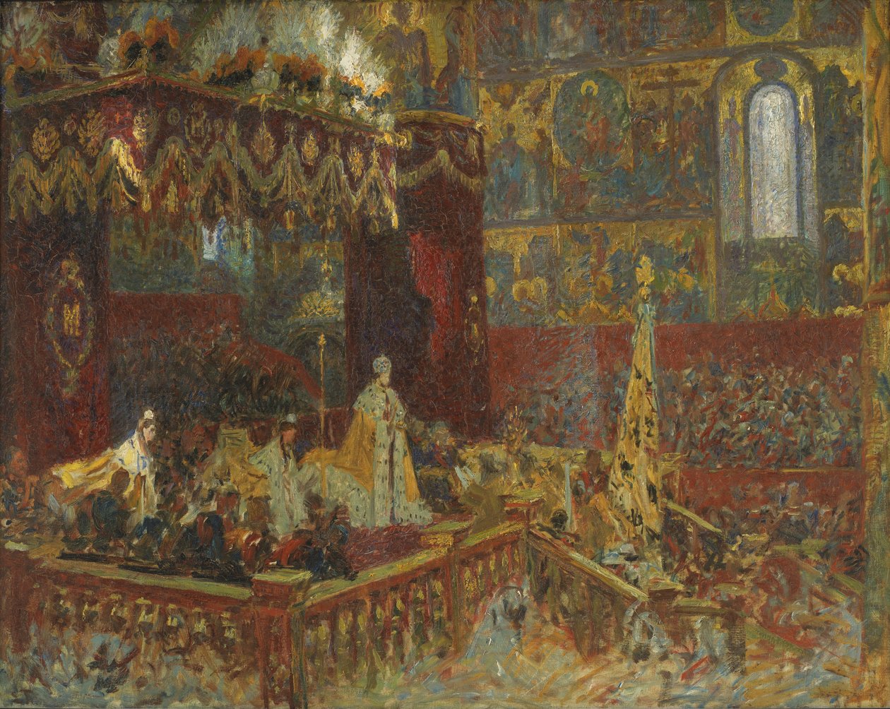 Kroningsceremonien for zar Nicolai II i Moskva. Skitse af Laurits Regner Tuxen