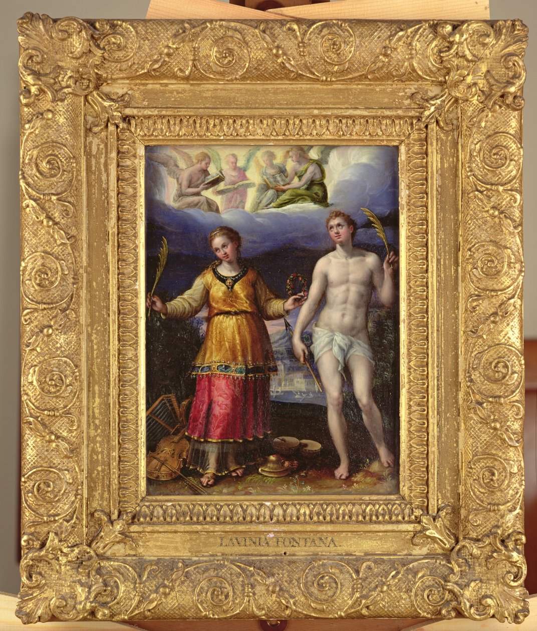 St.Sebastian og St.Cecilia (olie på kobber) af Lavinia Fontana