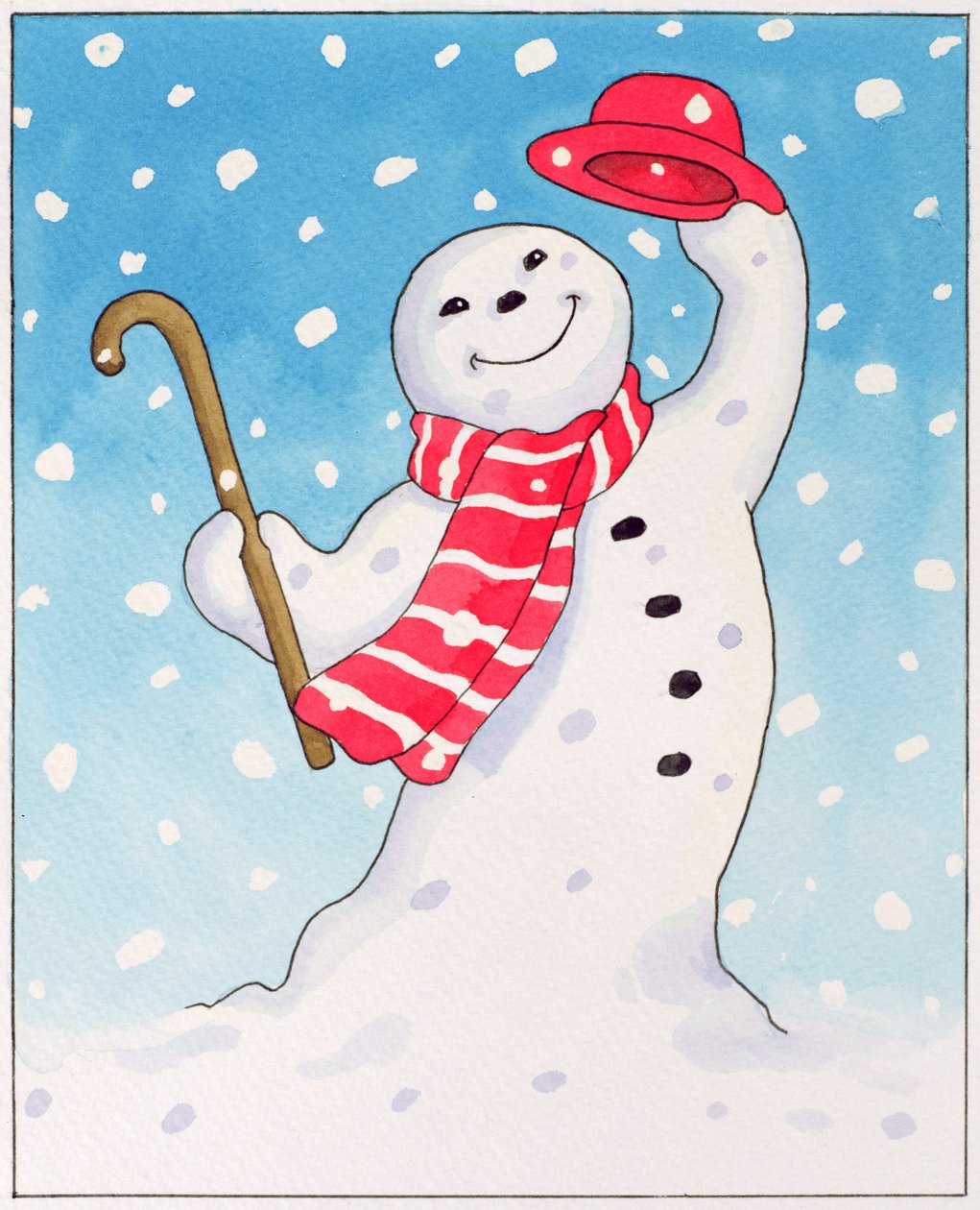 Dancing Snowman, 1996 (wc) af Lavinia Hamer