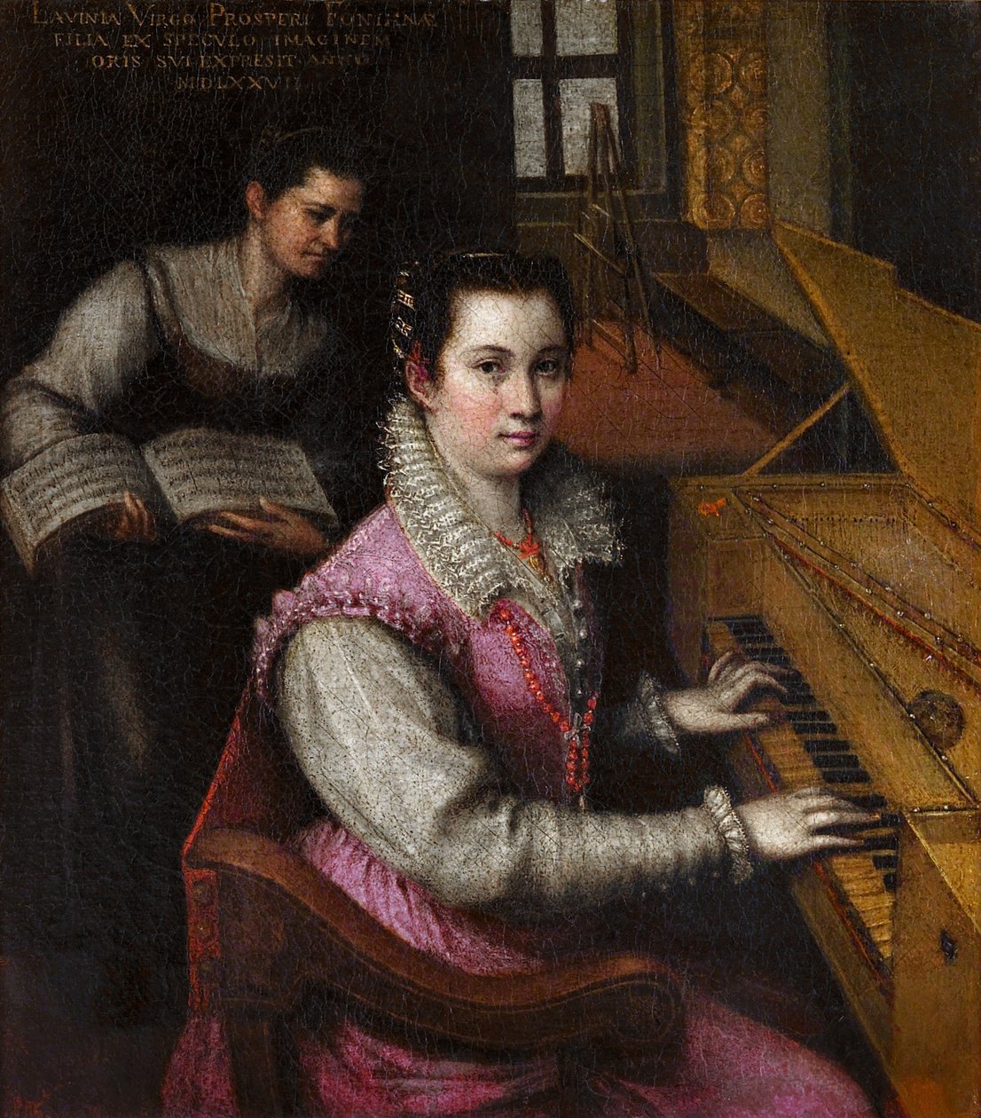 Selvportræt af Fontana, Lavinia (Lavinia Zappi) (1552-1614). Olie på lærred, størrelse: 24x23,8 af Lavinia Fontana