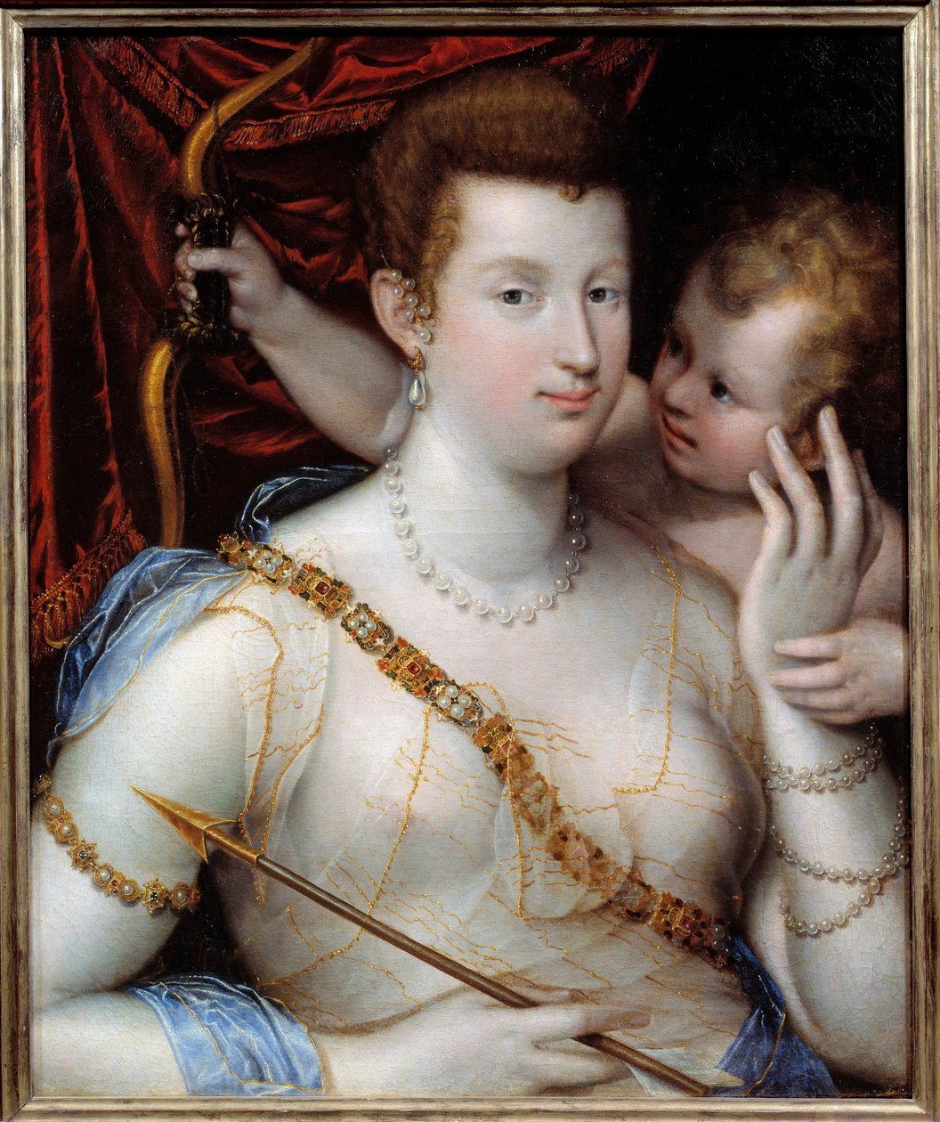 Venus og Amor-maleri af Lavinia Fontana (1552-1614) 1592 Søn. 0,72x0,5 m Rouen Museum of Fine Arts af Lavinia Fontana