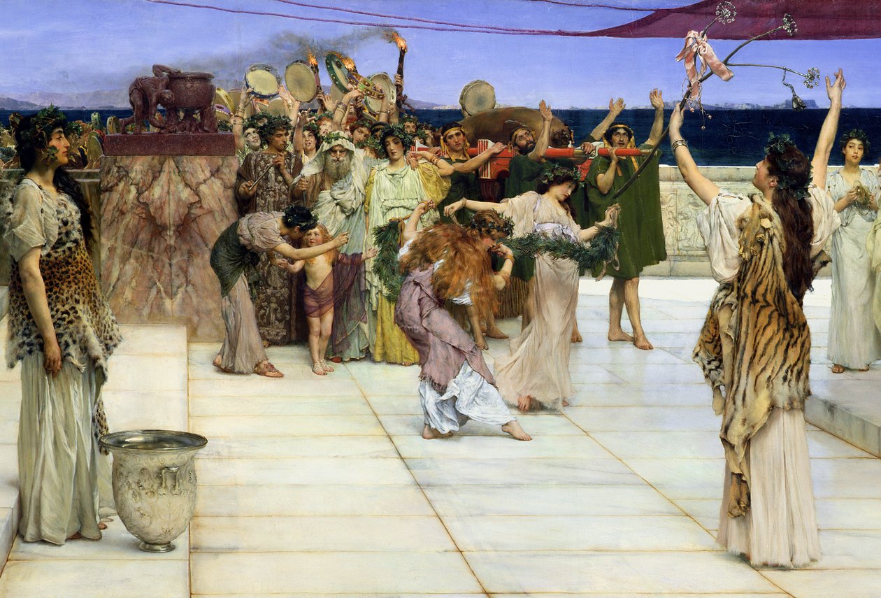 En dedikation til Bacchus, 1889 (detalje af 141017) af Lawrence Alma Tadema