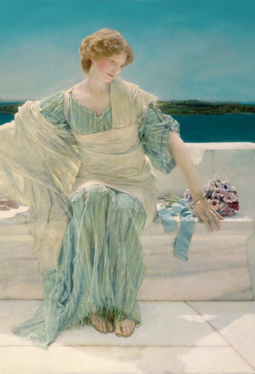 Spørg mig ikke mere, 1906 olie på lærred detalje af 15116 af Lawrence Alma Tadema