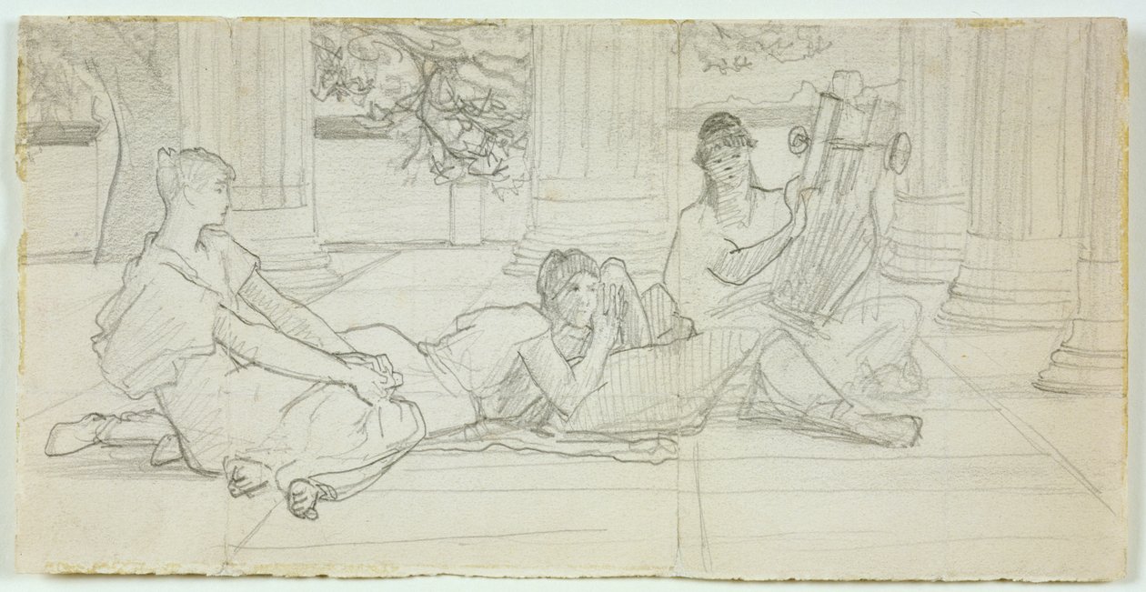 Første koncept for A Reading of Homer c.1884-85 af Lawrence Alma Tadema