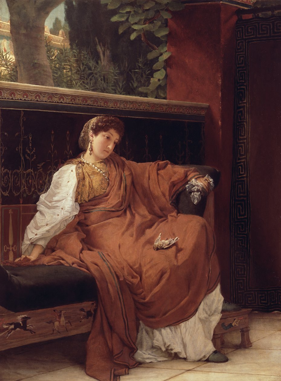 Lesbia græder over en spurv, 1866 af Lawrence Alma Tadema