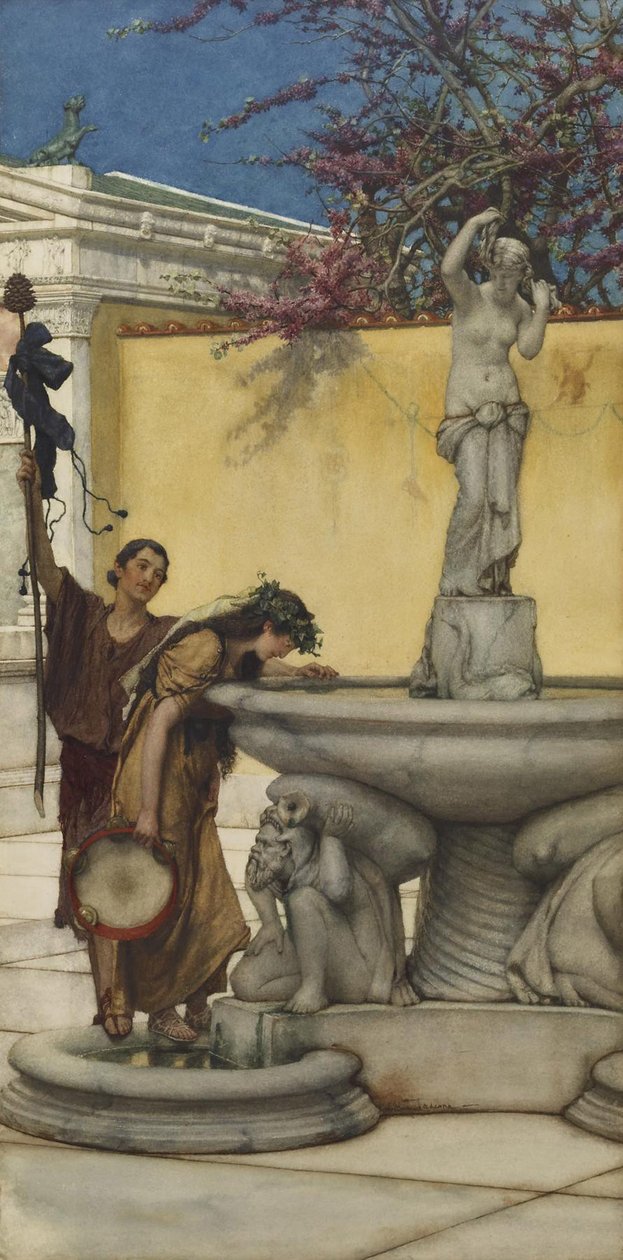 Twixt Venus og Bacchus, 1882 (wc på papir) af Lawrence Alma Tadema