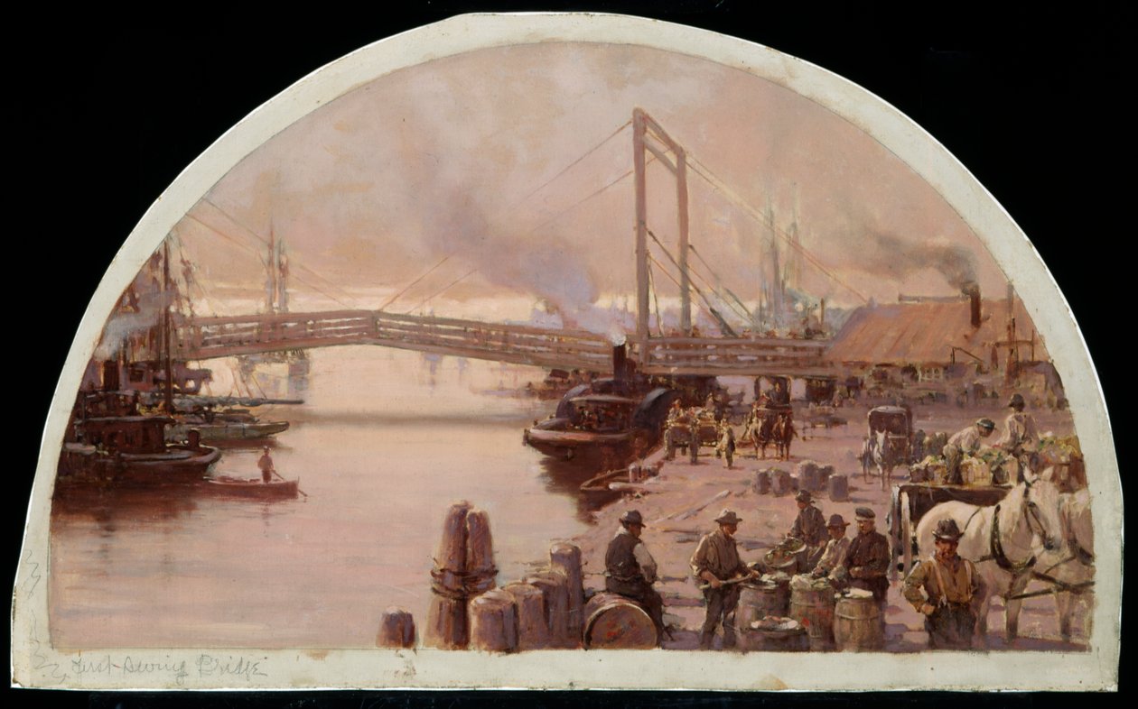 Den første bro over Chicago-floden, 1834, 1900 af Lawrence Carmichael Earle