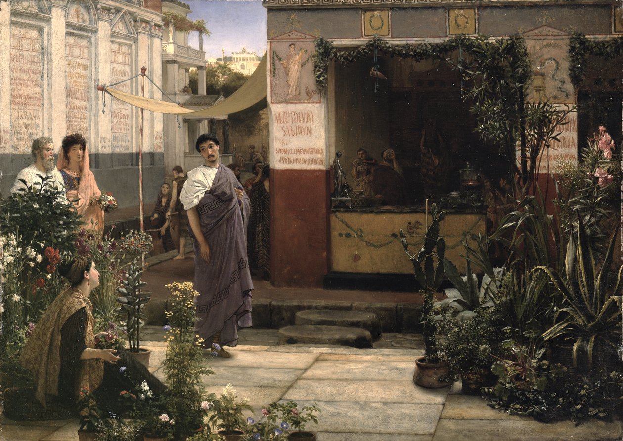 Et romersk blomstermarked af Lawrence Alma Tadema