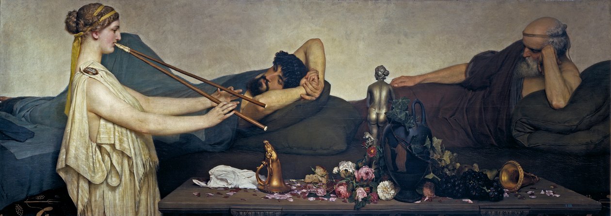 Pompeiansk scene eller Siestaen - Maleri af Sir Lawrence Alma Tadema (Alma-Tadema)(1836-1912) - 1868 - Olie på lærred - 130x360 - Museo del Prado, Madrid af Lawrence Alma Tadema