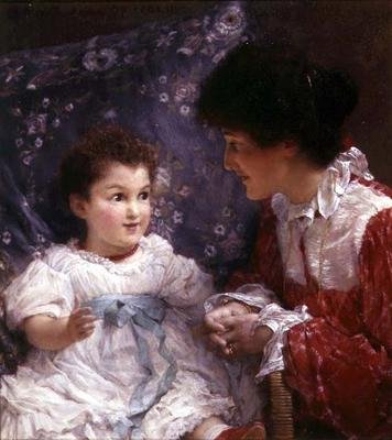 Portræt af fru George Lewis og hendes datter Elizabeth af Lawrence Alma Tadema