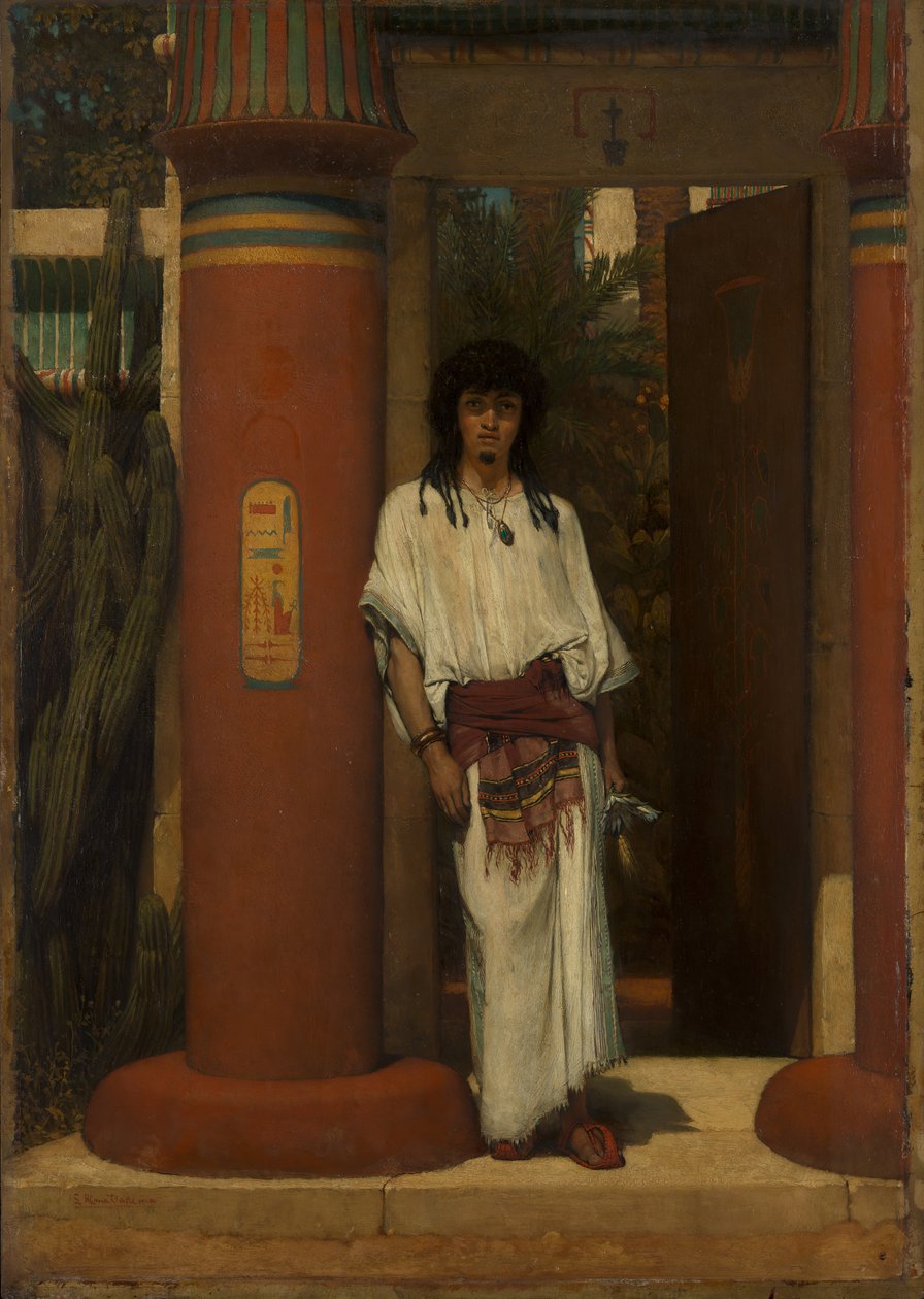 En egypter i en døråbning, 1865. af Lawrence Alma Tadema