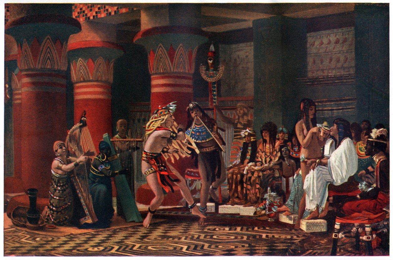 Tidsfordriv i det gamle Egypten for tre tusinde år siden, illustration fra 