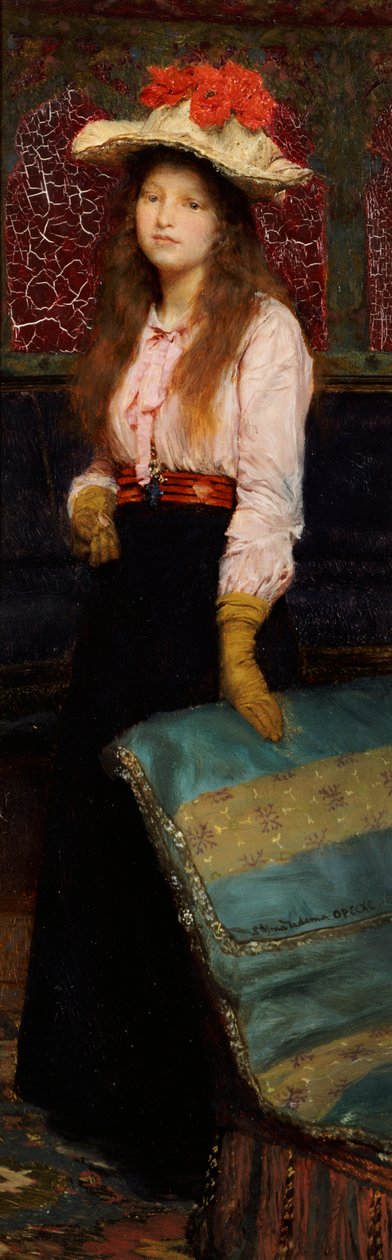 Portræt af Miss MacWirter, lille fuld længde i et interiør, 1888 af Lawrence Alma Tadema