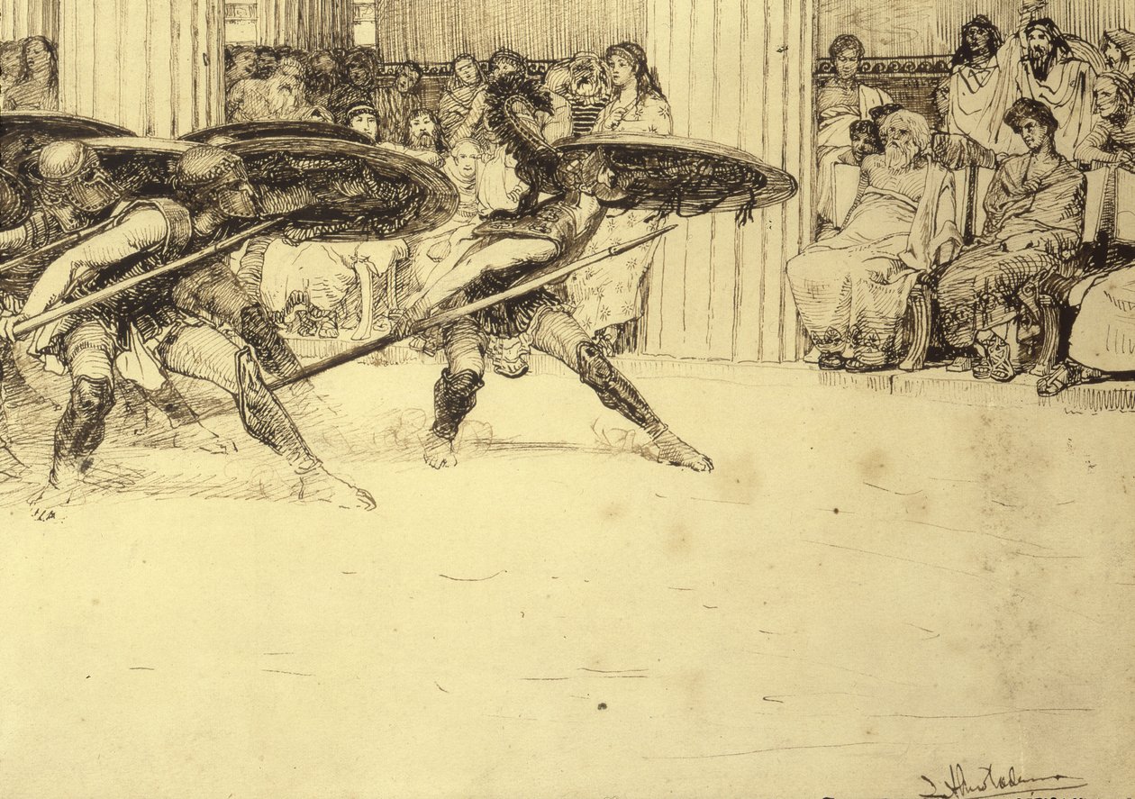 Pyrrhusdansen, ca. 1886 af Lawrence Alma Tadema