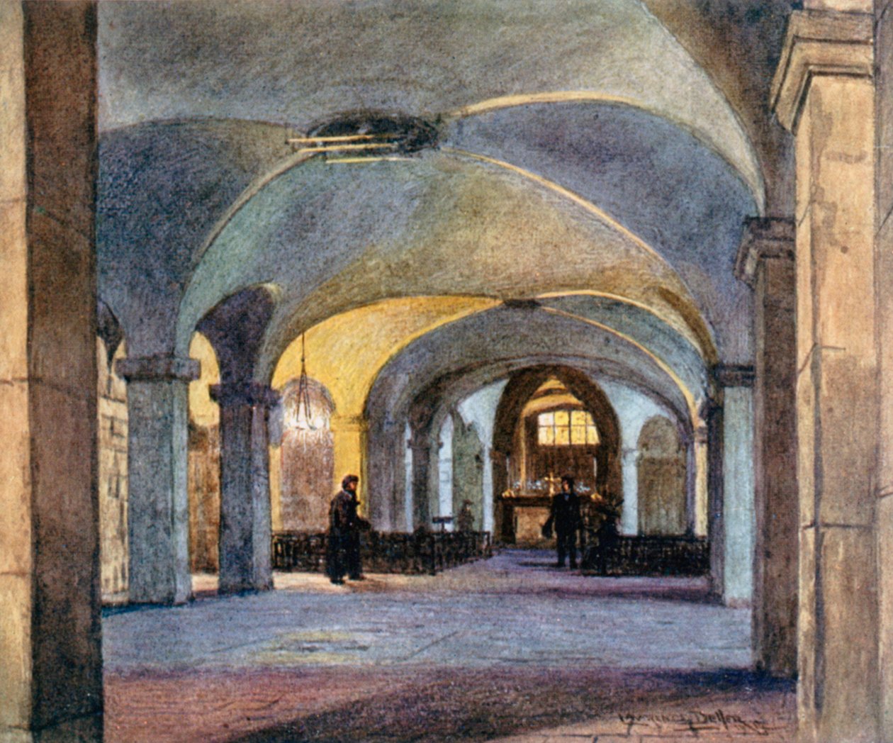 The Chapel of St Faith, in the Crypt (farvelitografi) af Lawrence Deller