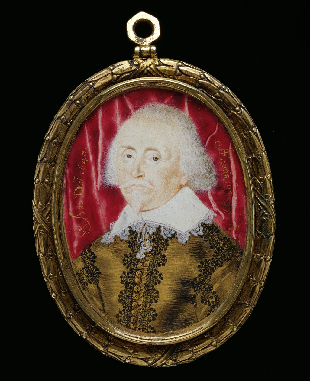 Portrætminiature af en ukendt mand, 1640 (wc på vellum) af Lawrence Hilliard