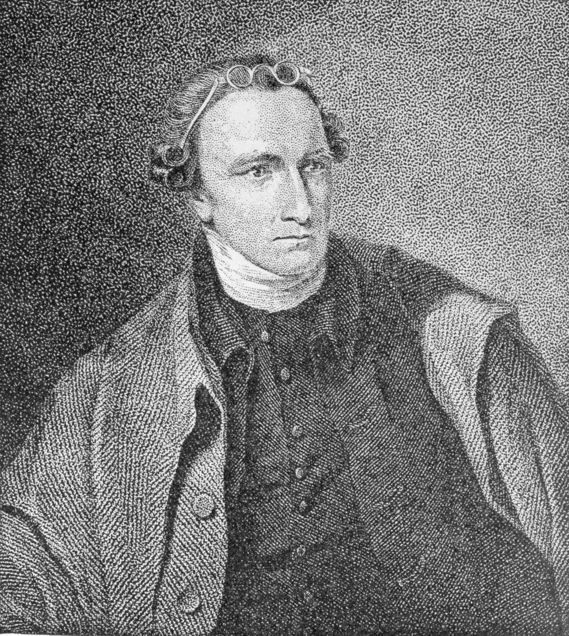 Portræt af Patrick Henry, indgraveret af William Satchwell Leney (1769-1821) fra et tryk i Analectic Magazine, december 1817 af Lawrence Sully